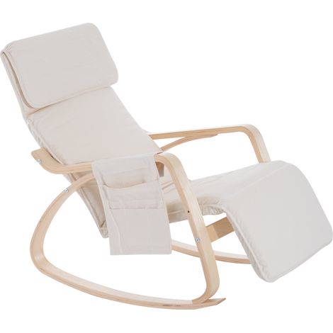 Adjustable Cream White Lounge Chair Recliner with Footrest,Side Pocket,and Pillow for Ultimate Relaxation and Comfort
