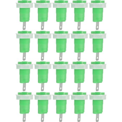 20 Pièces Bornes de Masse en Laiton 4mm, Connecteurs de Terre Soudables, Adaptateurs Prise Banane Sécurisés 1KV 32A Vert (1/5)
