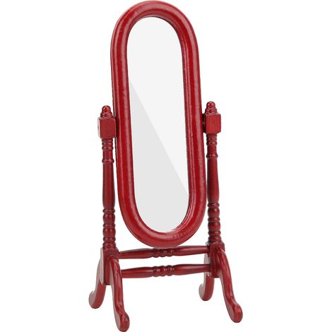 Miroir de coiffeuse miniature pleine longueur pour maison de poupée à l'échelle 1:12 (marron) (1/5)