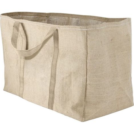 Sac à bûches marron en toile de jute plastifié 30x60x40cm (1/5)