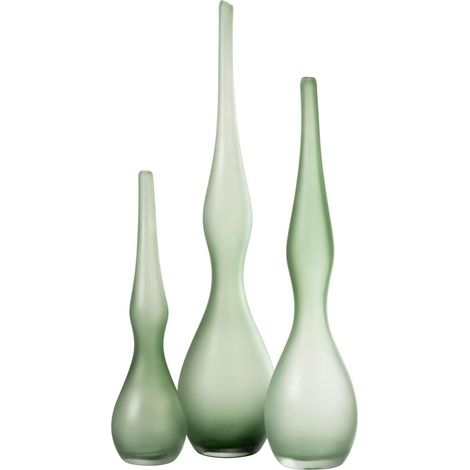 Lot de 3 Vases en Verre "Yoko" 64cm Vert Menthe (1/2)