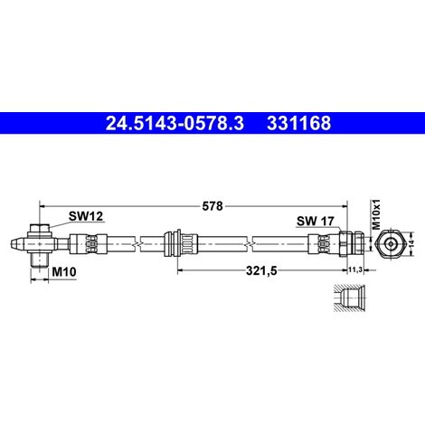 Flexible de frein ATE 24.5143-0578.3 AUDI 5N0 611 701 5N0 611 701 A
