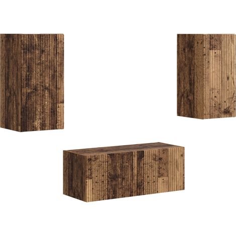 Maison Exclusive - TV-Schrankset Wandmontiert 2 pcs Altholz Holzw