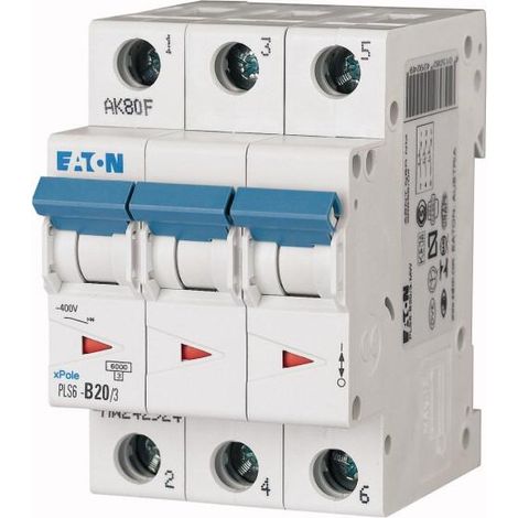 Disj. PLS 3X20A 6kA (EN 60898) cbe D 000242973 EATON PLS6-D20/3-MW