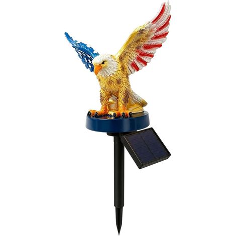 Solar-Gartenleuchten mit Adlermotiv – Wasserdichte, dekorative Adlerleuchten im patriotischen Stil Solarleuchten zum 250. Jahrestag der USA für Garten, Hinterhof, Veranda, Bauernhof und Außenanlagen (1/5)