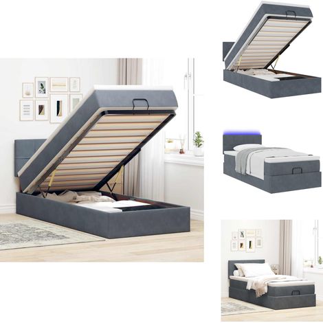 Cadre de lit ottoman avec matelas gris foncé 80x200 cm velours - Cadre De Lit Ottoman - Cadres De Lit Ottoman - Cadre De Lit - Cadre De Lit Avec Rangement (1/5)