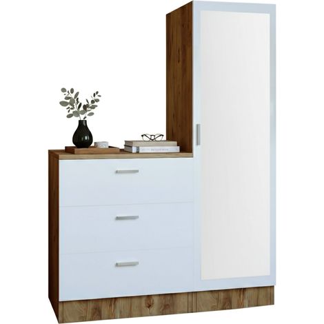 Dmora - Mobile da ingresso Halimede, Entratina appendiabiti, Composizione per atrio, Consolle portaoggetti multifunzione, 60x47h72 cm, Quercia e Bianco, con imballo rinforzato, con imballo rinforzato