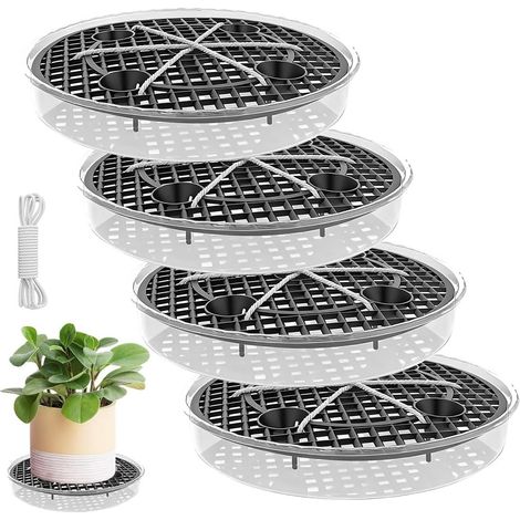 Lot de 4 soucoupes en tissu à arrosage automatique - 30 cm - Système d'irrigation automatique pour plantes en pot, système d'irrigation de voiture, soucoupe, bac à plantes, auto-arrosage (1/5)