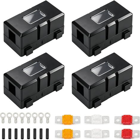 4 Pieces Midi Fuse Holder Bolted High Current 40A 50A 80A for Car and Boat, Car Fuse Holder with 8 Terminals, Waterproof Bracket for SUV Truck, Motorcycle, Camper Vehicles 12V 24V (1/5)