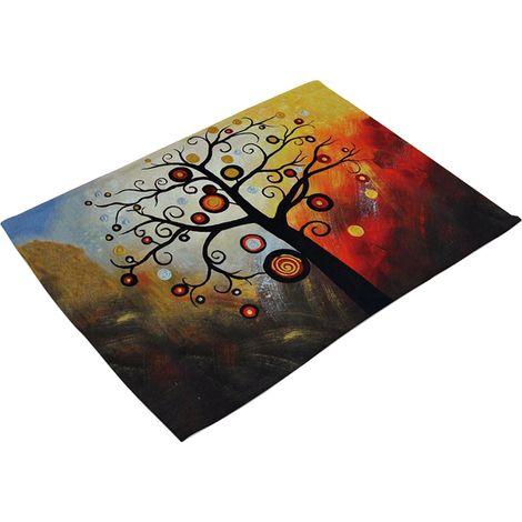 Nappe Imprimée Arbre - En Coton Et Lin Résistante À La Chaleur - Pour Salle À Manger Et Cuisine - Lot De 1 (1/3)
