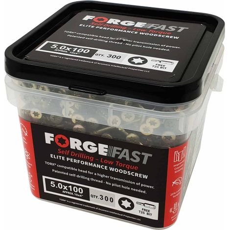 ForgeFix FFT560YT ForgeFast TORX® Compatible Elite Performance Wood Screw ZY 5.0 x 60mm Tub 500 FORFFT560YT