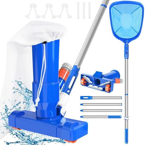 Portable Pool Vacuum and Skimmer Net for Floor Use, 2024 Upgraded Portable Pool Jet Cleaner, Swimming Pool Vacuum with 68 Inch 4-Section Rod (1/5)