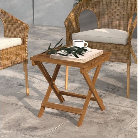 Mesa auxiliar plegable para exterior juego acacia teca HAVRYA (1/4)