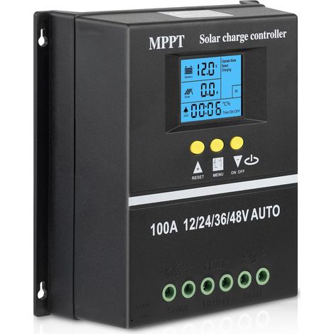 100A Contrôleur de Charge Solaire 100A 12V/24V/36V/48V Regulateur de Charge Solaire MPPT 2 USB LCD Régulateur intelligent pour Gel,Lithium,Lithium Ternary,Silicium,LiFePO4, Plomb-acide Battery (1/5)