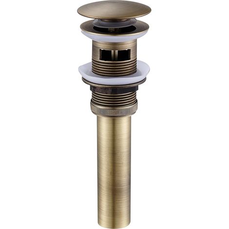 Bonde de vidange Pop Up Push Open avec Trop-Plein pour Lavabo Évier Soupape de Vidange en Laiton Couleur Bronze (1/5)