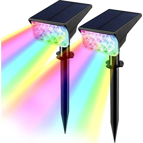 Jardin de lumière solaire, 20 projecteurs de jardin à LED Projecteur solaire pour jardin extérieur avec IP65 étanche, 2 modes, éclairage de jardin à LED à couleurs changeantes Applique murale d'extéri (1/5)