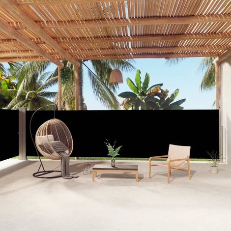 Auvent latéral Store Banne Solaire abri Marquise Brise-soleil rétractable Noir 160x1000 cm LKOWF24804 (1/5)