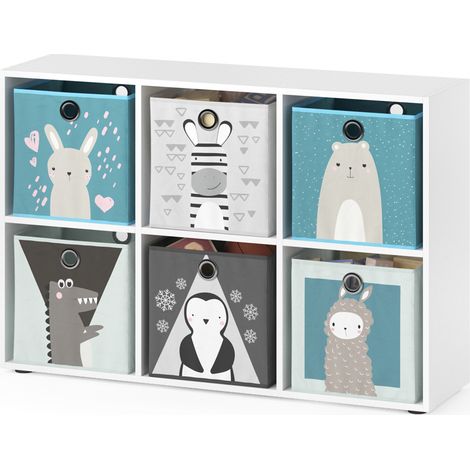 Kinderregal , Weiß, 72 x 107.8 cm mit 6 Faltboxen, Vicco