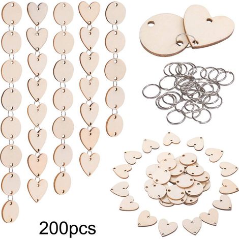 Targhette decorative a forma di cuore in legno con fori e chiusure – Confezione da 20, ideali per compleanni, San Valentino, cruscotti auto e decorazioni murali.
