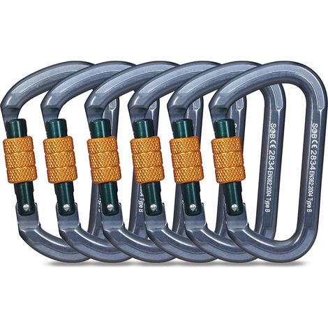 Aluminum Locking Carabiners for Climbing, Mountaineering and Recalling - Heavy Duty (1/5)