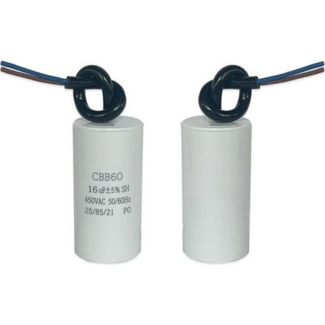 Condensateur CBB60 - 16uF 450V 50 60Hz - Pour Démarrage Moteur Électrique - Compresseurs Et Pompes À Eau - 1 Pièce (1/3)