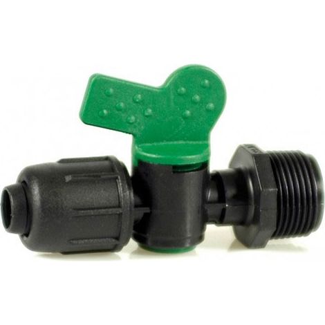 Valvola compact PP filettato maschio da 1/2" con giunto per tubo polietilene Ø 16mm PN4