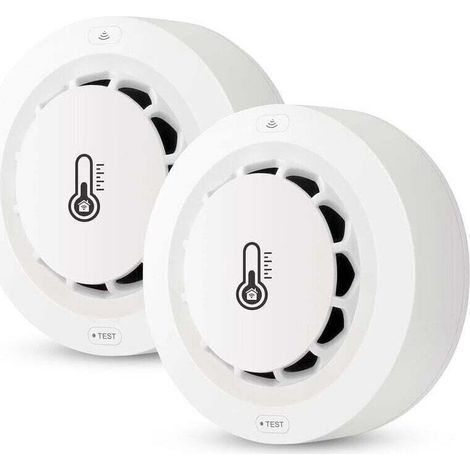 Détecteur de fumée WiFi, 1 Pack Capteur de température et humidité, thermomètre sans fil hygromètre, Tuya/Smart App, Alarme Incendie, pour la surveillance à distance et Smart Home (1/4)