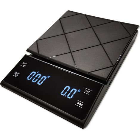 Balance électronique à café avec minuteur pour la cuisine, la pâtisserie et le pesage, écran tactile LED, noire, rechargeable 3 kg/0,1 g-AquaForge (1/5)