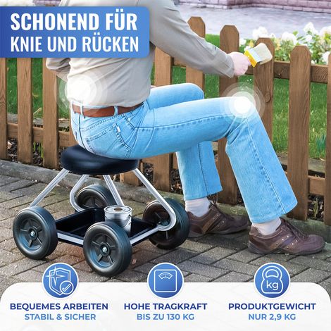 Maximex Rollsitz Secura, 52 x 40 x 41 cm, Schwarz, Metall silber, Polyethylen schwarz, Polypropylen schwarz