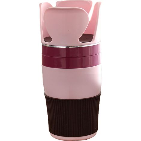 Porte-gobelet pour voiture 360° rotatif multifonction anneau antidérapant en silicone pour clés tasses rose (1/5)