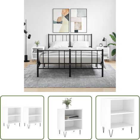 The Living Store Tables de chevet 2 pcs blanc 40x30x50 cm bois d'ingénierie - Table De Chevet - Meuble De Chambre - Table De Nuit - Mobilier Blanc - Table D'appoint (1/5)
