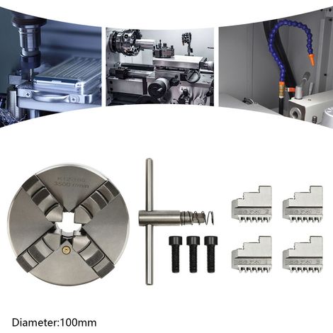 Mandrin à 4 griffes à centrage automatique Bride Fixe Pour Tour 100mm (1/5)