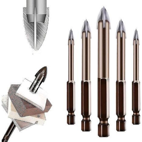 Lot de 5 forets multifonctionnels en alliage triangulaire, outil de perçage universel efficace (1/4)