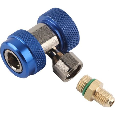 Raccord rapide R134A/C Basse/Haute, adaptateur de coupleur de climatisation, noyau de vanne d'extraction (bleu) (1/4)