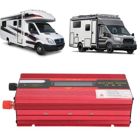 Roter Spannungswandler, 12V/24V auf 110V, Nennleistung 700W, zwei US-Standardsteckdosen, ein USB-Anschluss, Kfz-Wandler, Wandler mit LCD-Bildschirm. (1/5)