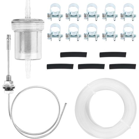 Kraftstoff Standrohr Set,Tankentnehmer Standrohr mit 1 Ölfilter + 5 Verbindungsrohr + 10 Schlauchschelle + 5 m Benzinschlauch,für Eberspacher Webasto Heizsysteme (1/5)
