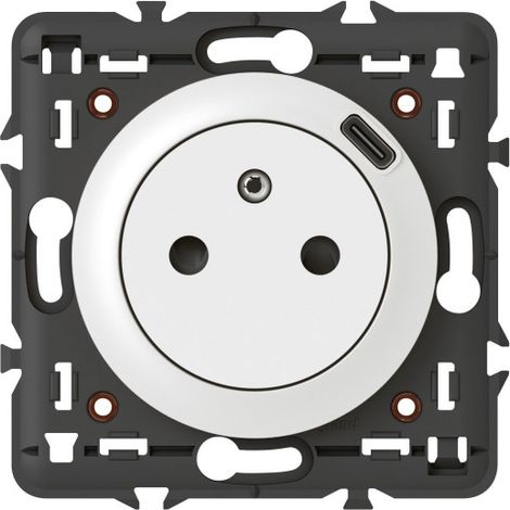 Legrand – Prise de courant forte avec chargeur USB Type-C blanc – Mode de pose électricité – Pour installation murale – Compatible avec appareils modernes (1/5)