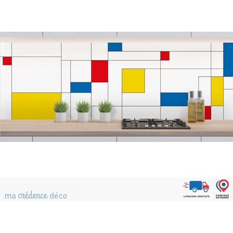 Crédence : Mondrian 1 - Alu composite - 120 - 60 (1/3)