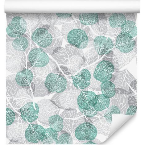 Papier peint à motifs de feuilles dessinées pour salon et chambre 50x1000 cm (1/5)