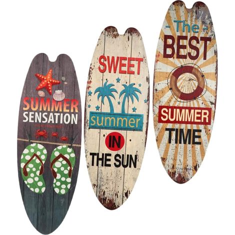 3pièces Planche De Surf Décorative Panneau Mural Suspendu Décoration Murale Nautique Pour Plage Salon Fête Style Vintage (1/5)