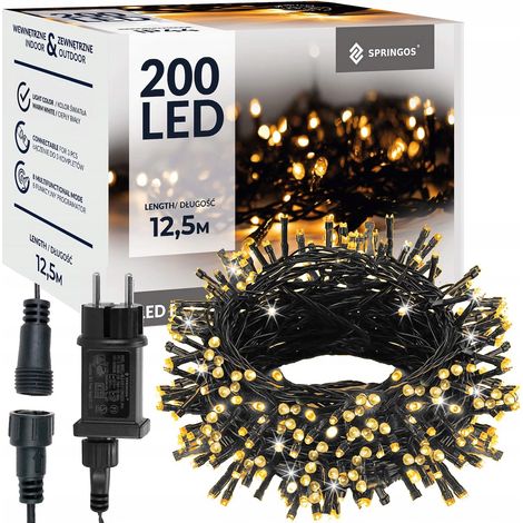 LUCI DI NATALE 200 LED ESTERNE LUCE FISSA TENDA LUMINOSA IP44 (1/5)