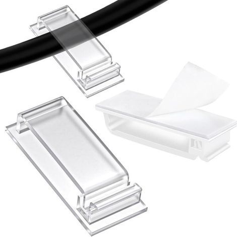 BUNTHAUS Lot de 30 Clips Câbles, Cable Adhesif Rangement de Câble, Attache Câble Auto Collant, Organisateur de Serre-Câbles, Crochets pour Fixation de Câbles, pour Bureau/Maison/TV/Chargeur/Voiture