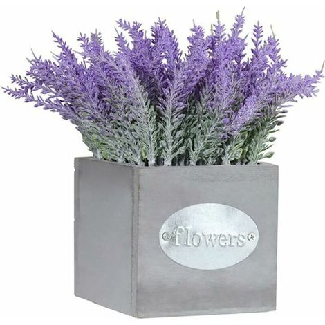RHG Fausses Fls - Violet - Lavande - Jardinière Rétro - Jardinière en Bois - Décoration pour Balcon Salon Jardin (B)