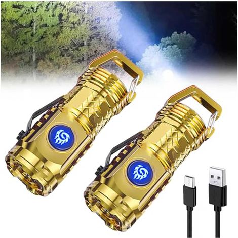 Mini lampe de poche à trois yeux Monster Super Power - Lampe de poche de la taille du pouce allemand - Mini lampe de poche monstre à 3 yeux - Petite lampe de poche d'extérieur rechargeable et (1/5)