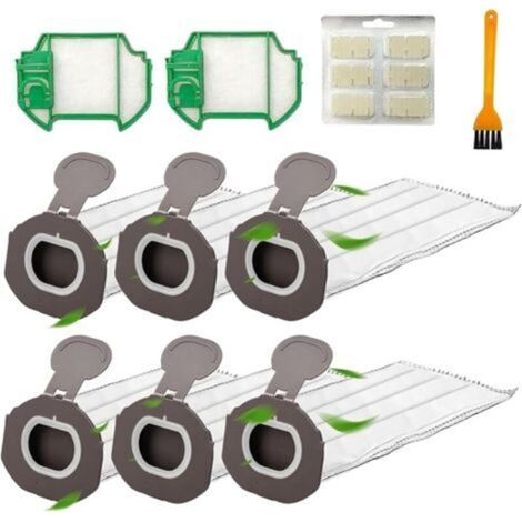 Set mit 10 Zubehörteilen für den Vorwerk Kobold VK7 FP7 Staubsauger, Ersatzteile, 6 Staubbeutel, 2 HEPA-Filter, 1 Dufttablette, 1 Reinigungsbürste