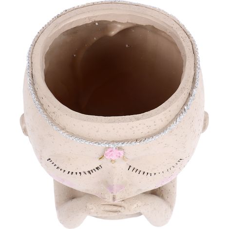 Pot de fleurs en forme de tête, pot pour plantes succulentes, joli pot de fleurs en résine pour cactus aux yeux fermés, pour une utilisation intérieure et extérieure (1/5)