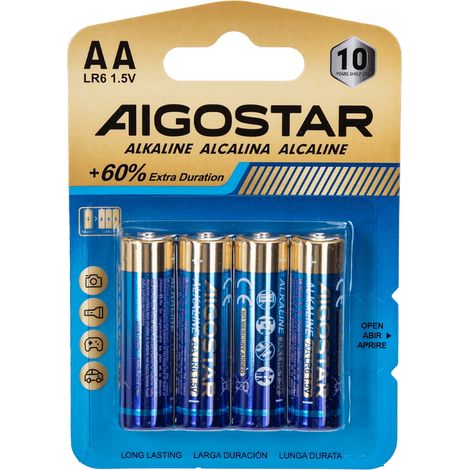 Batteria Aigostar 1,5V AA Stilo Alcalina confezione da 4 pile (1/3)