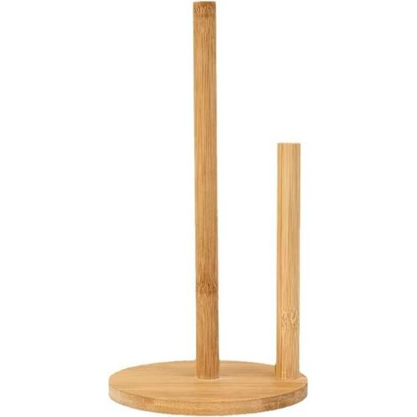 Porte-rouleau double rond, bambou et bois, rangement de cuisine