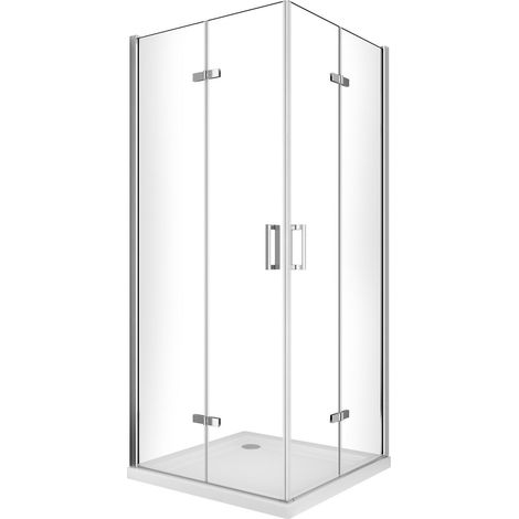 Duschkabine in der Ecke mit vollständiger faltbarer Buchöffnung und Faltschluss, H 190 Glas 6 mm 80 (77,5-79) x 90 (87,5-89)