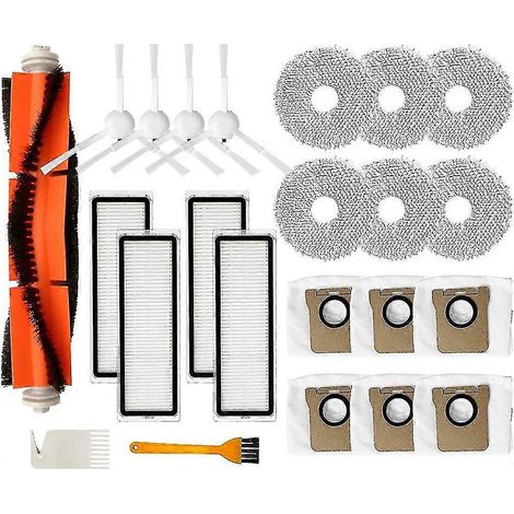 Pour aspirateur robot Dreamebot L10s Ultra : brosse principale latérale, filtre HEPA, chiffon de nettoyage et sac à poussière (1/5)